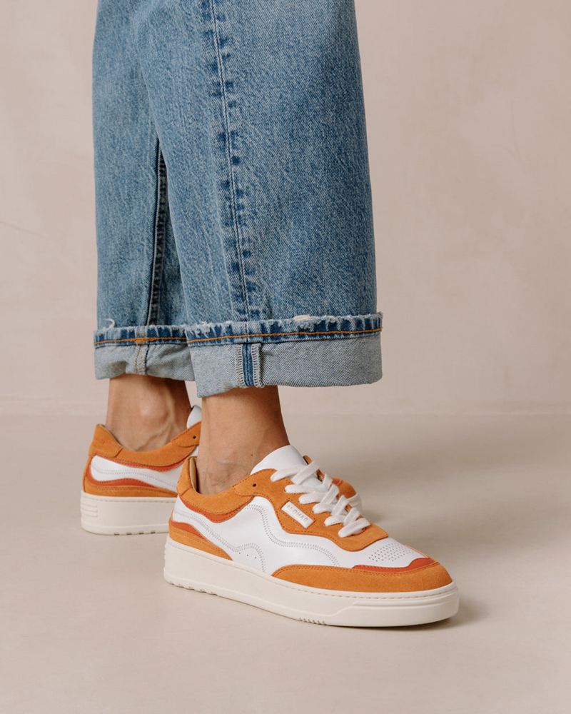 Baskets Alohas Tb.87 Cuir Blanche Orange Femme | MML-18505826