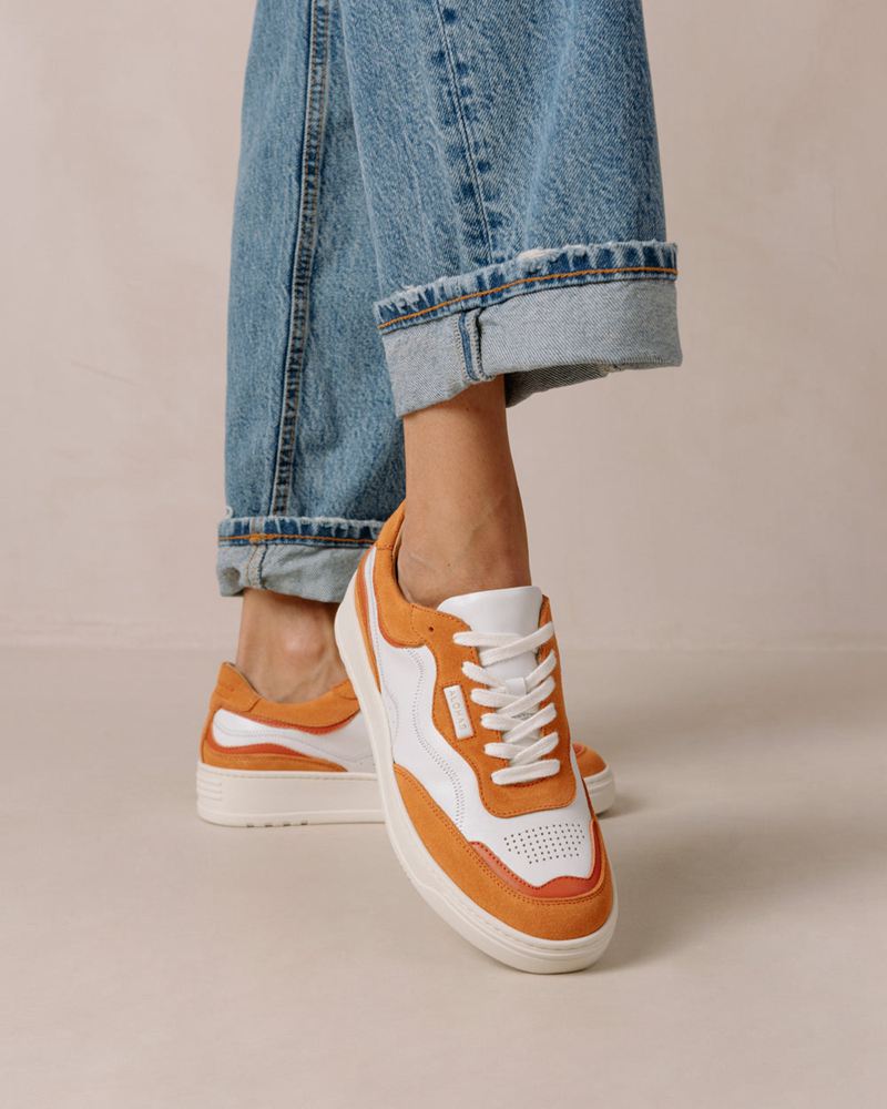 Baskets Alohas Tb.87 Cuir Blanche Orange Femme | MML-18505826