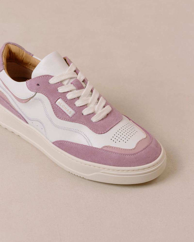 Baskets Alohas Tb.87 Cuir Blanche Violette Femme | BSU-64979474