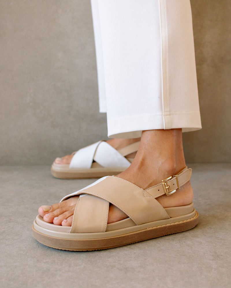 Sandales Alohas Marshmallow Bicolor Blanche Beige Femme | YUK-71183361