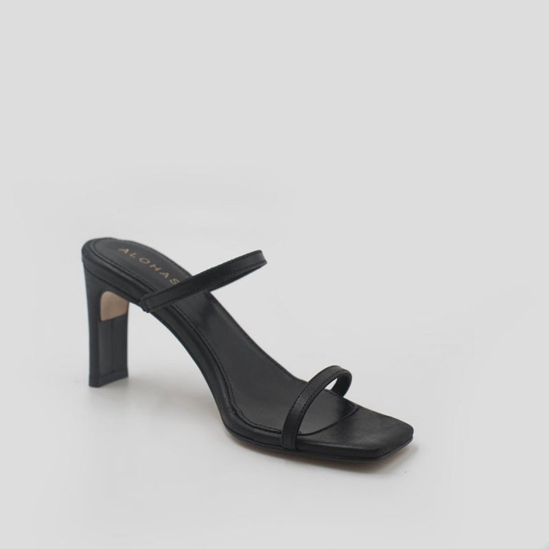 Sandales Alohas Cannes Cuir Noir Femme | OGT-48288921