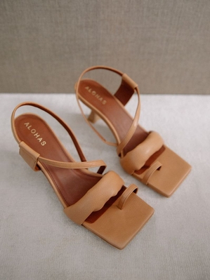 Mules Alohas Asymmetric Straps Marron Femme | TKY-83685385