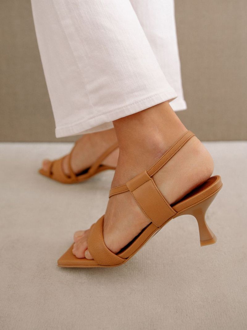 Mules Alohas Asymmetric Straps Marron Femme | TKY-83685385