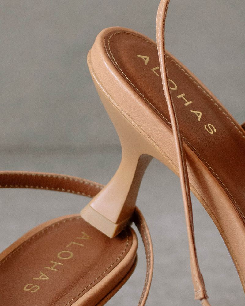 Mules Alohas Asymmetric Straps Marron Femme | TKY-83685385