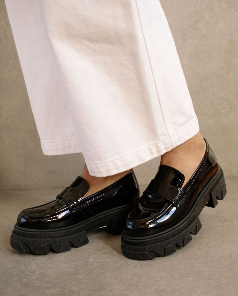 Loafers Alohas Trailblazer Cuir Noir Femme | YXJ-41944690