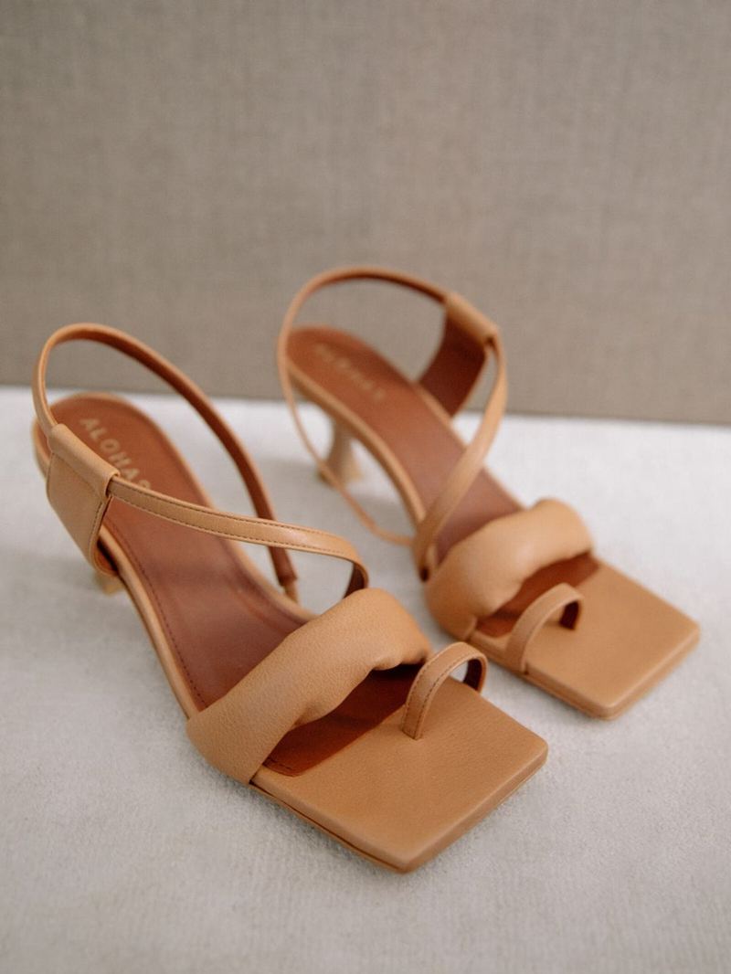 Mules Alohas Asymmetric Straps Marron Femme | TKY-83685385