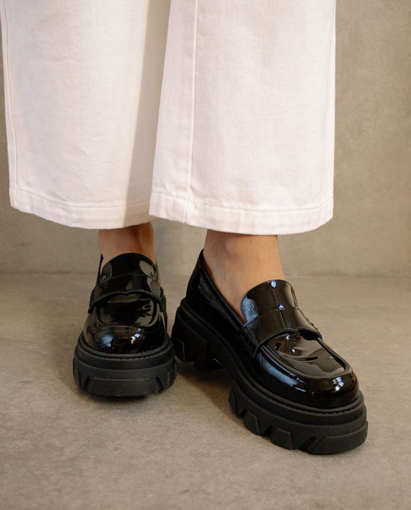 Loafers Alohas Trailblazer Cuir Noir Femme | YXJ-41944690