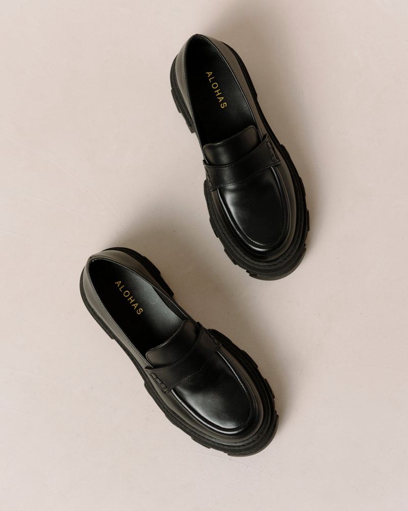 Loafers Alohas Trailblazer Cuir Noir Femme | EZK-72533713