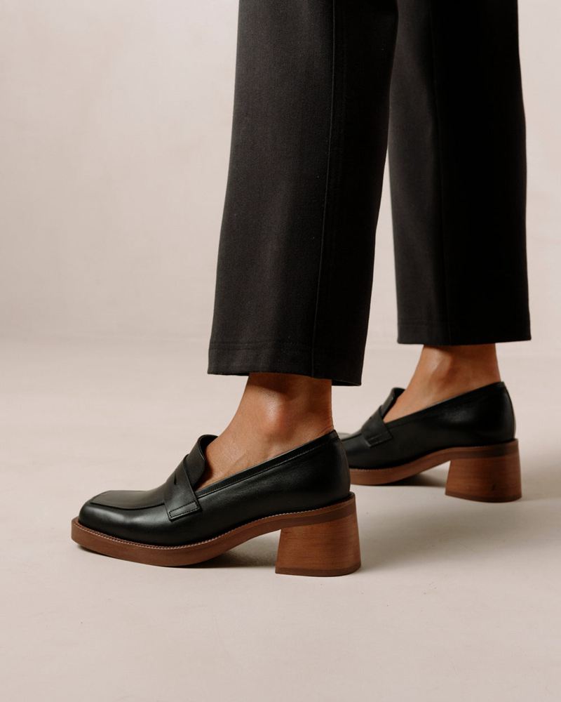 Loafers Alohas Roxanne Cuir Noir Femme | ZXG-34453708