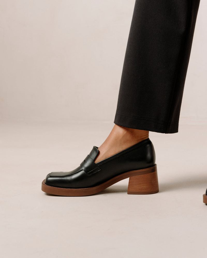 Loafers Alohas Roxanne Cuir Noir Femme | ZXG-34453708