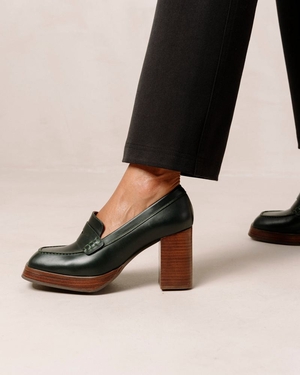 Loafers Alohas Busy Cuir Vert Femme | FPS-22943809