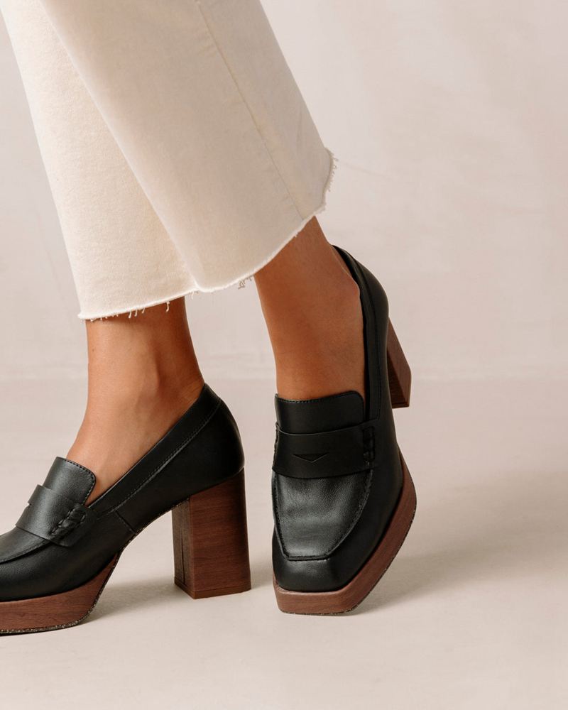 Loafers Alohas Busy Vegan Cuir Noir Femme | WSF-28263095