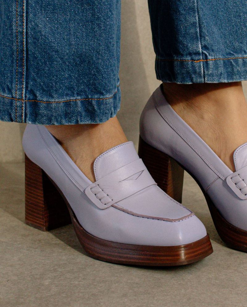 Loafers Alohas Busy Cuir Violette Femme | PUP-25653453