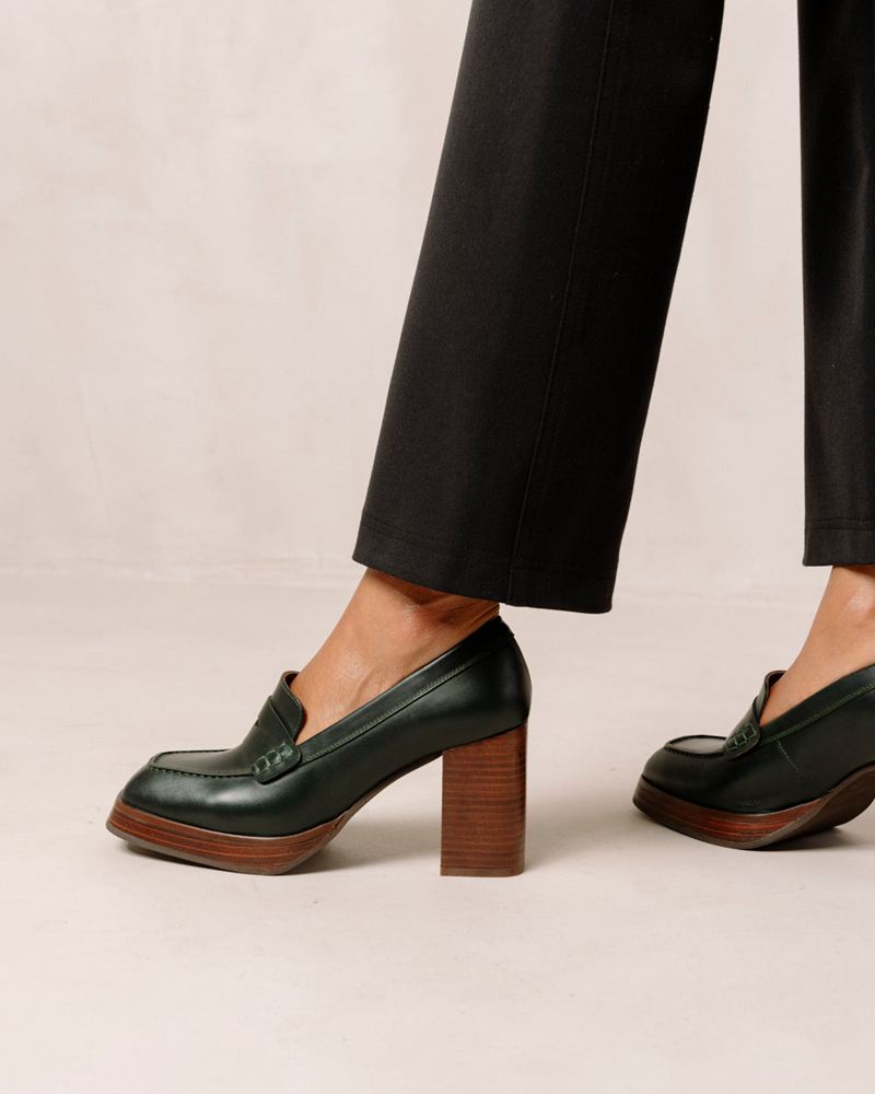 Loafers Alohas Busy Cuir Vert Femme | FPS-22943809