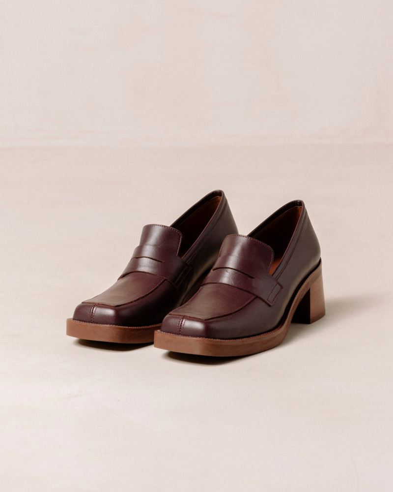 Loafers Alohas Roxanne Cuir Bordeaux Femme | XRP-09703229