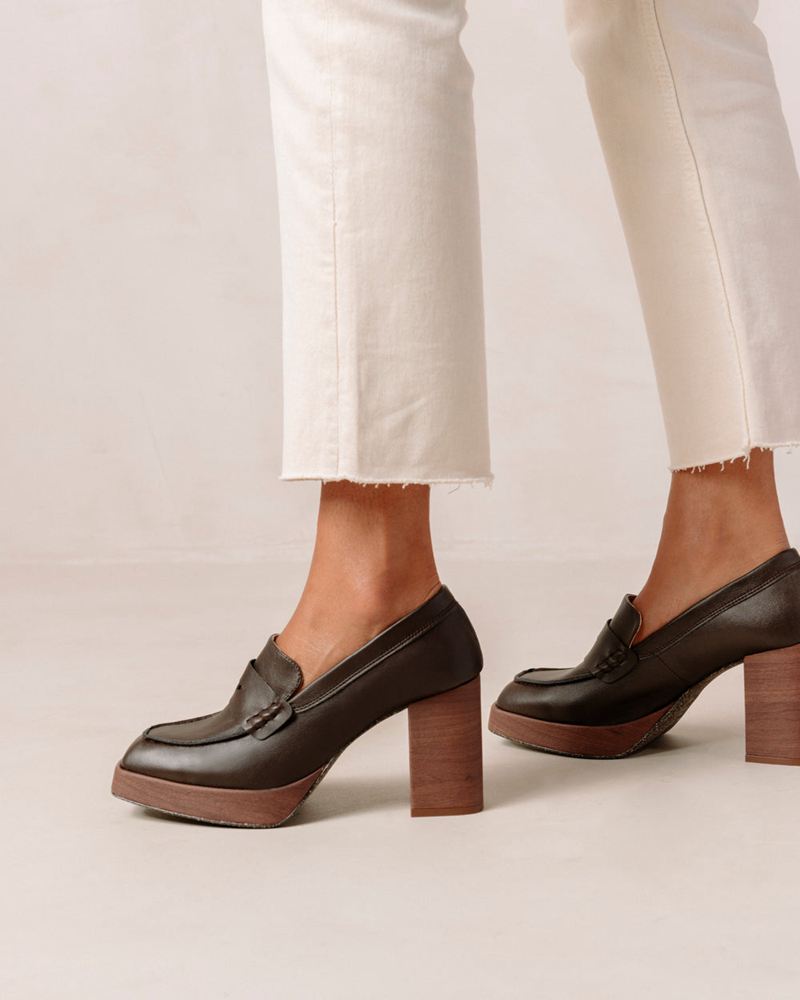 Loafers Alohas Busy Vegan Cuir Marron Foncé Femme | TRN-51418595