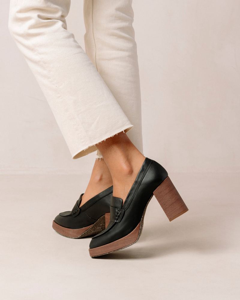 Loafers Alohas Busy Vegan Cuir Noir Femme | WSF-28263095