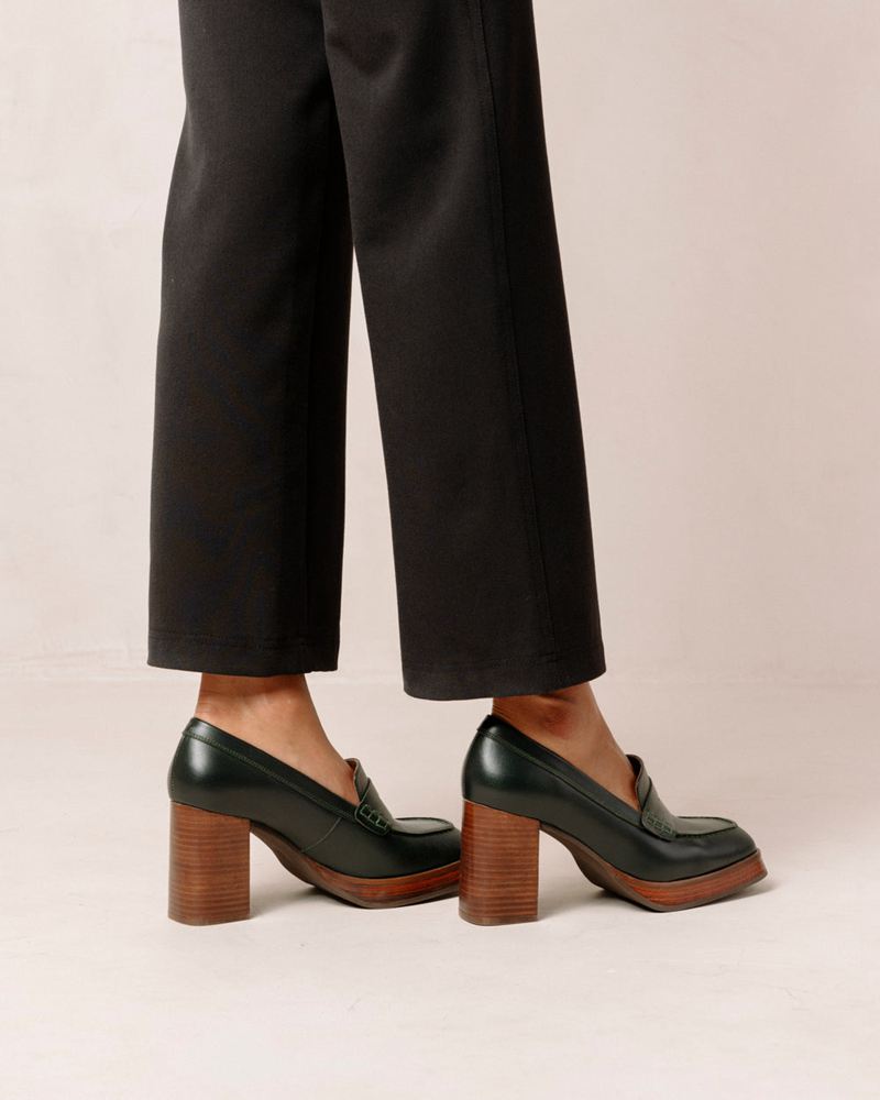 Loafers Alohas Busy Cuir Vert Femme | FPS-22943809