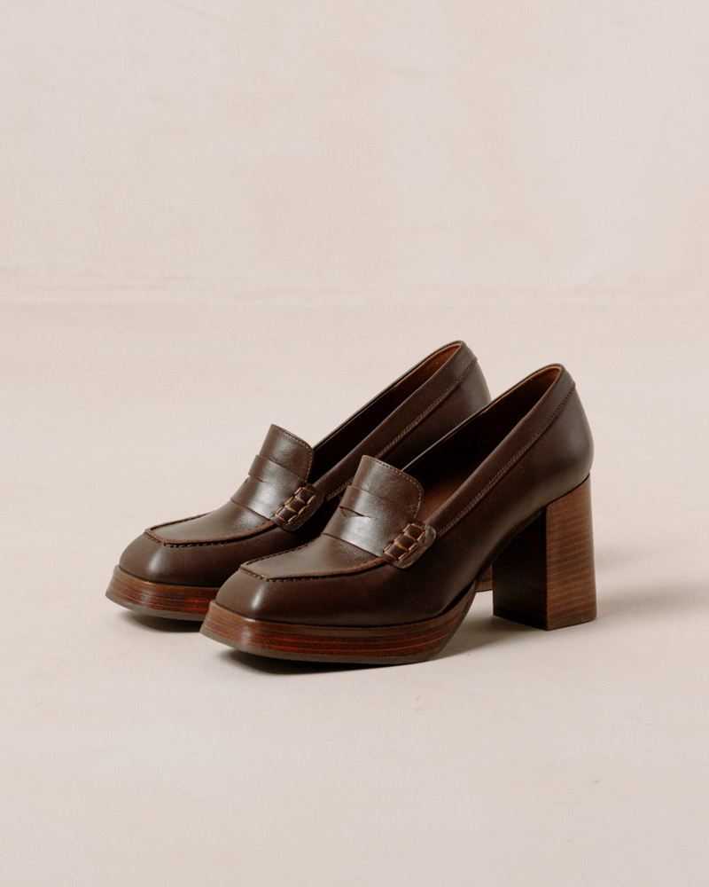 Loafers Alohas Busy Cuir Marron Foncé Femme | BTL-41278579