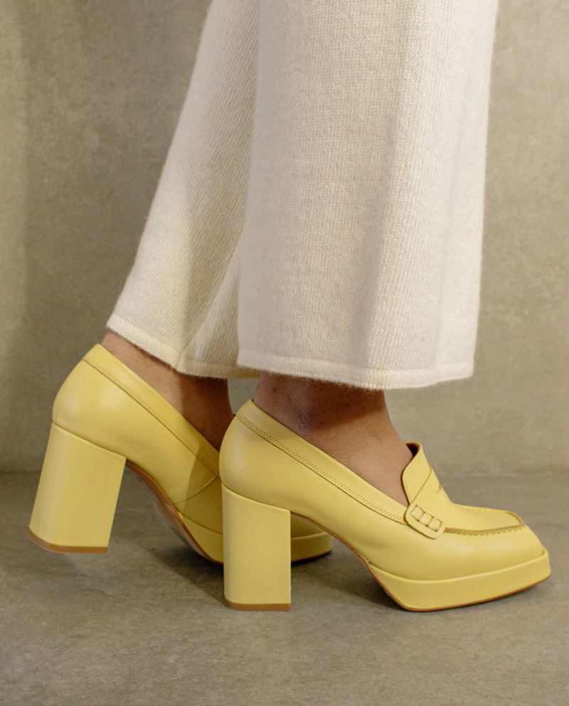 Loafers Alohas Busy Colorblock Cuir Jaune Femme | NTO-64501960