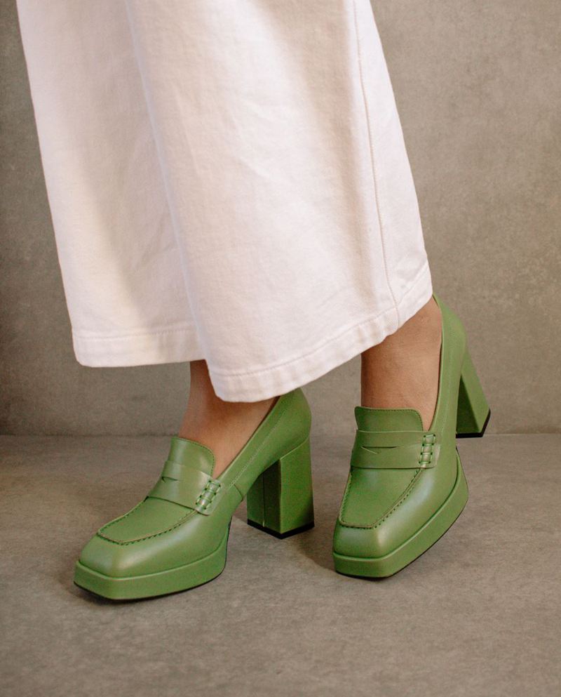 Loafers Alohas Busy Colorblock Cuir Vert Femme | CHG-73702384