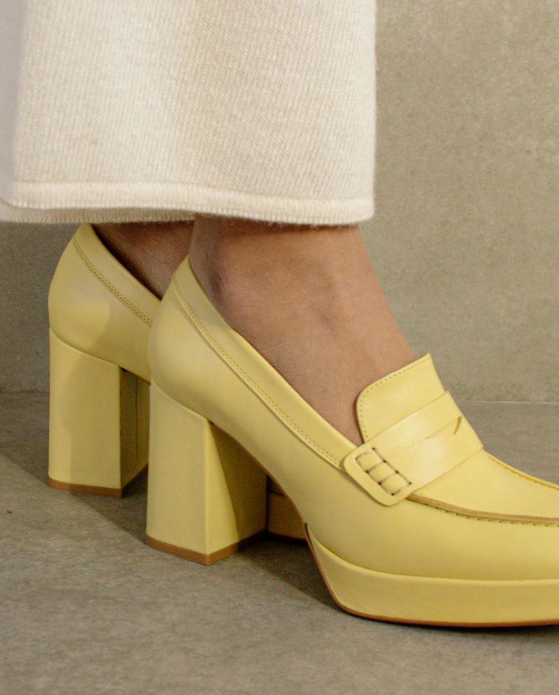 Loafers Alohas Busy Colorblock Cuir Jaune Femme | NTO-64501960