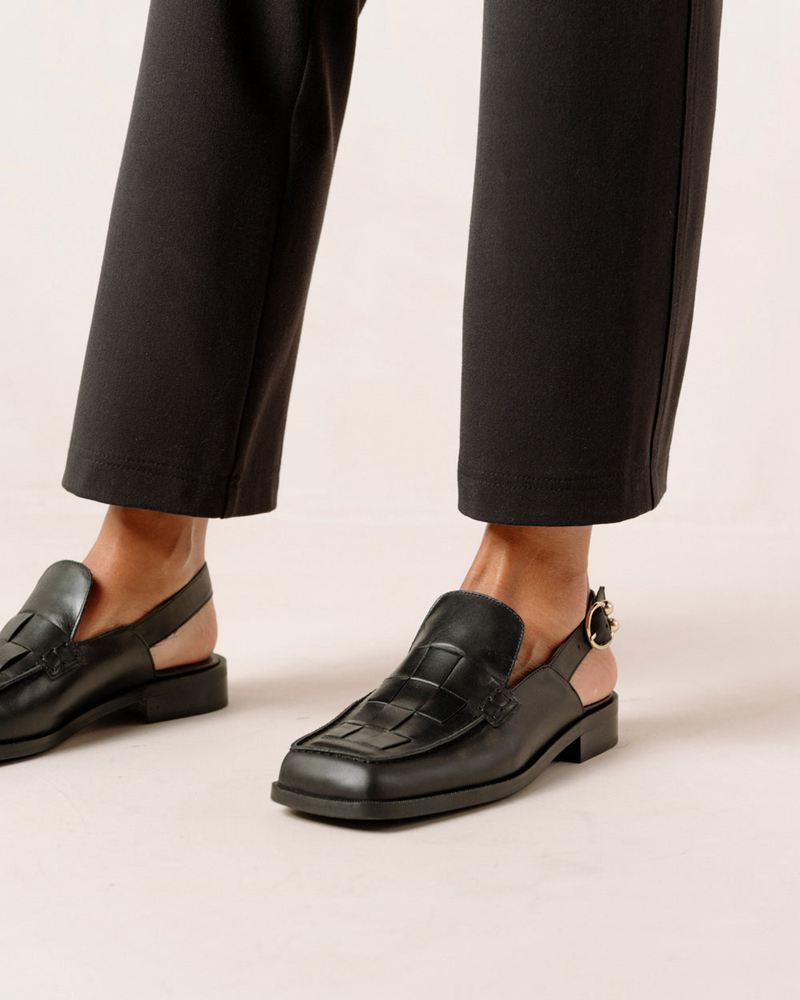 Loafers Alohas Abe Braided Cuir Noir Femme | QAK-99962913