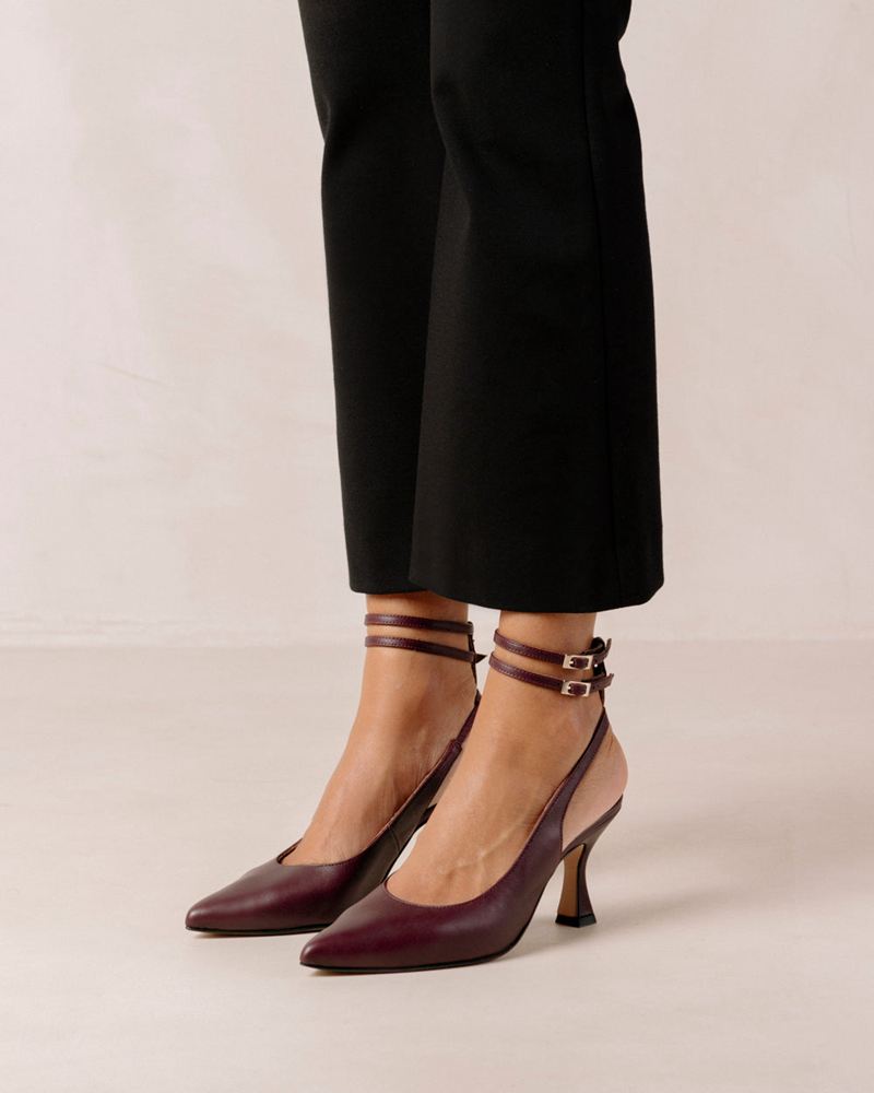 Talons Alohas Louise Cuir Bordeaux Femme | NZO-21213898