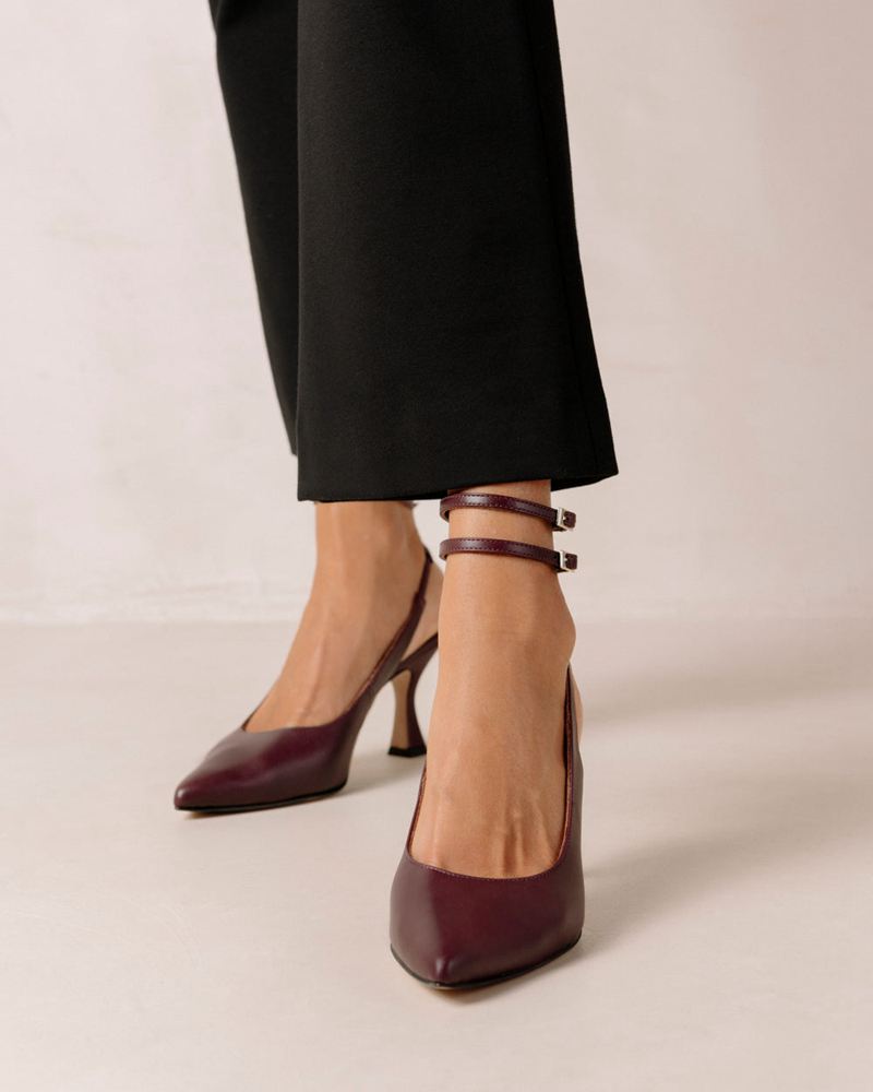 Talons Alohas Louise Cuir Bordeaux Femme | NZO-21213898