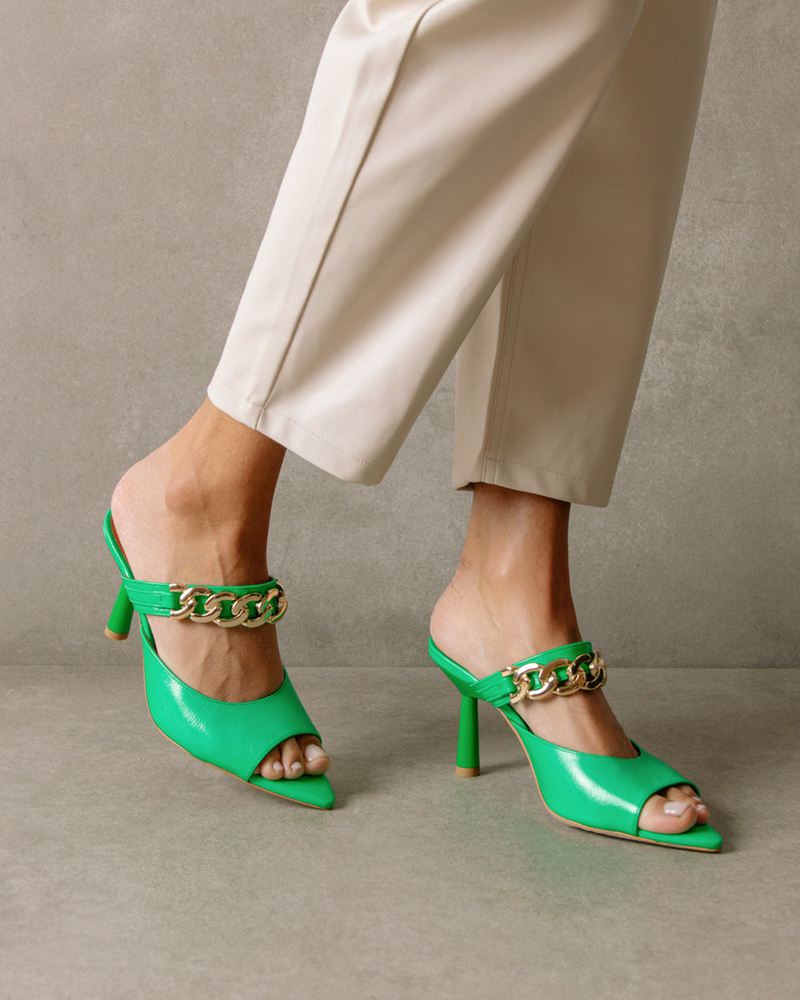 Talons Alohas Daisy Cuir Vert Femme | HYW-82871058