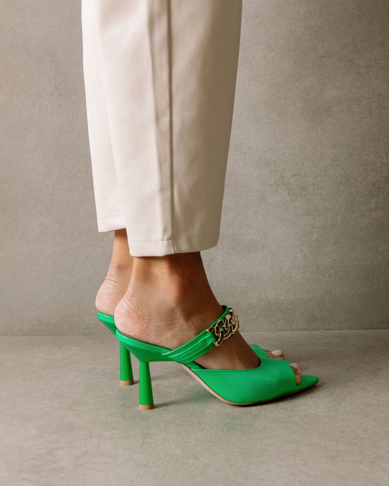 Talons Alohas Daisy Cuir Vert Femme | HYW-82871058