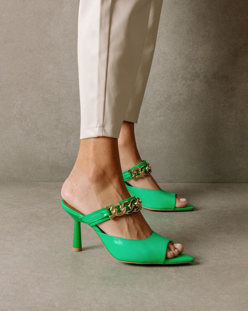 Talons Alohas Daisy Cuir Vert Femme | HYW-82871058