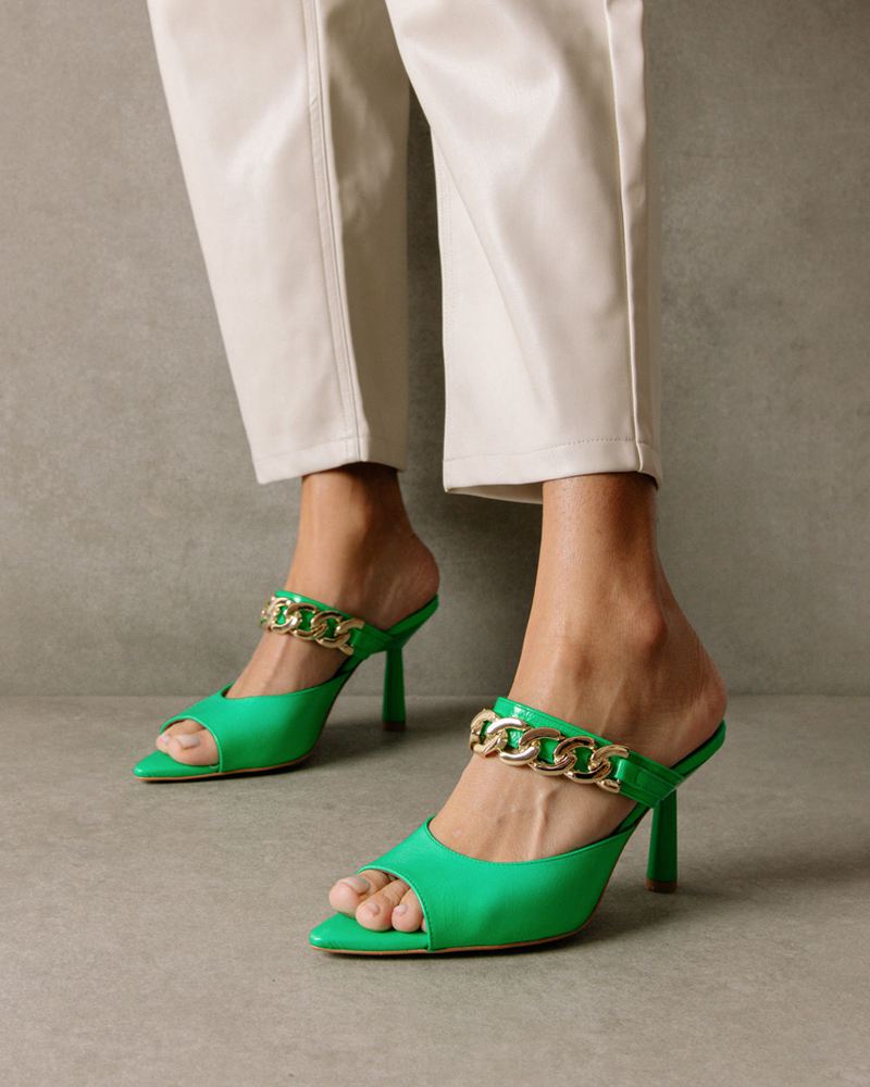 Talons Alohas Daisy Cuir Vert Femme | HYW-82871058