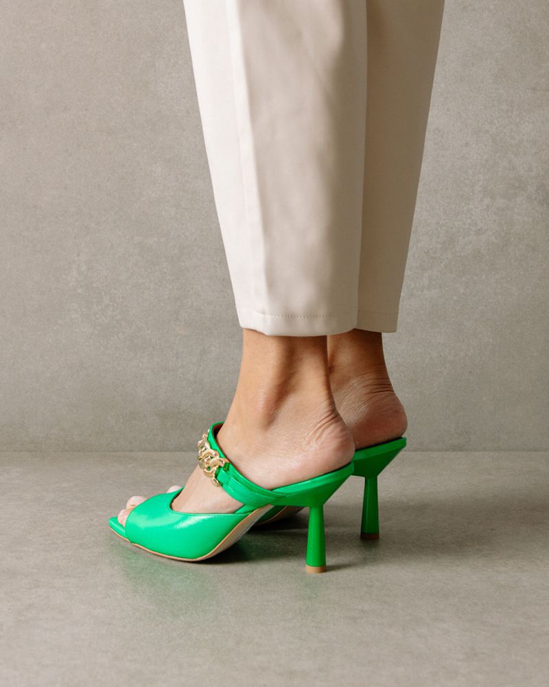 Talons Alohas Daisy Cuir Vert Femme | HYW-82871058