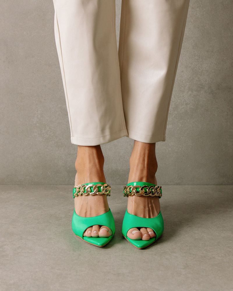 Talons Alohas Daisy Cuir Vert Femme | HYW-82871058