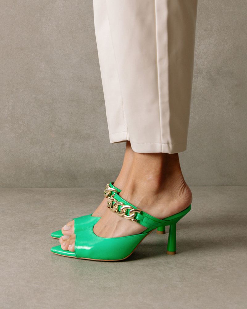 Talons Alohas Daisy Cuir Vert Femme | HYW-82871058