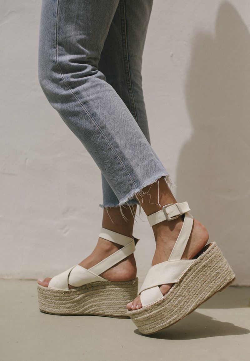 Espadrillas Alohas Vegas Linen Blanche Femme | JTQ-33616726