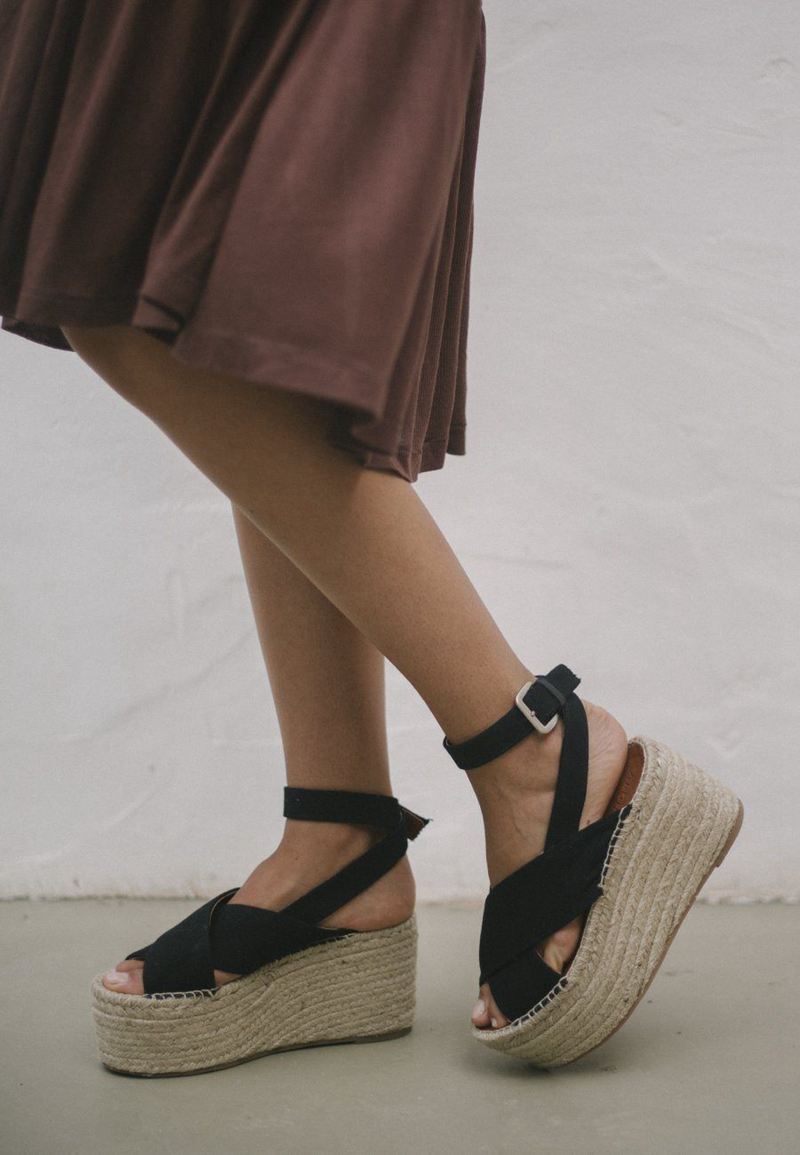 Espadrillas Alohas Vegas Linen Noir Femme | GEG-11373039