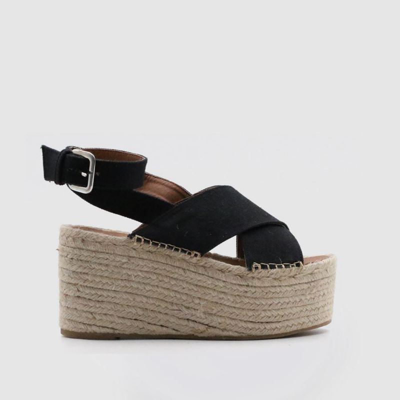 Espadrillas Alohas Vegas Linen Noir Femme | GEG-11373039