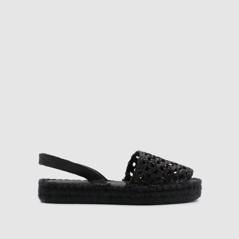 Espadrillas Alohas Ibizas Rattan Noir Femme | NMM-16613734