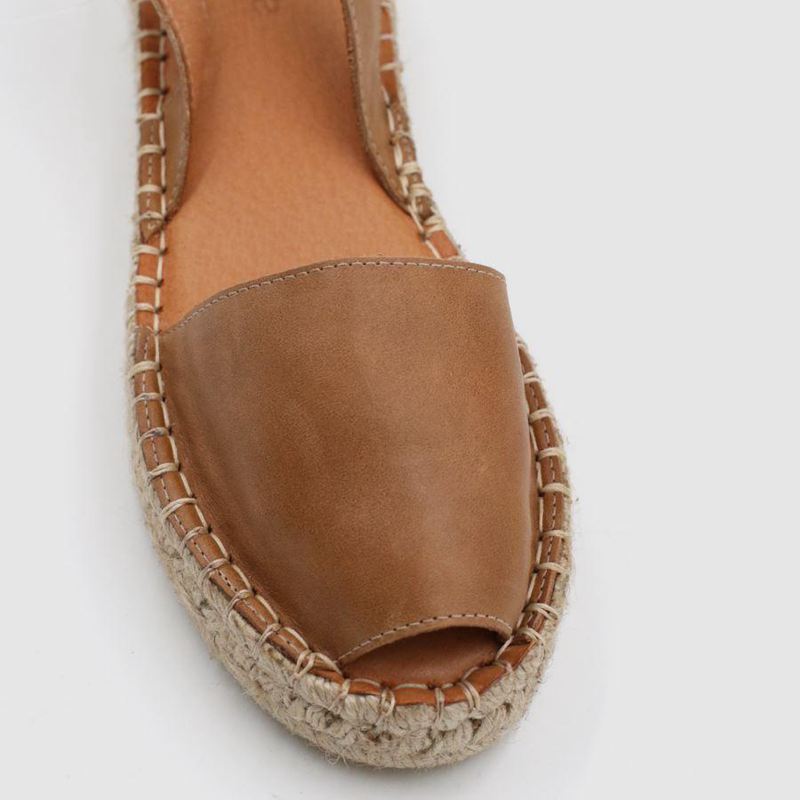 Espadrillas Alohas Ibizas Cuir Marron Femme | KKG-19662967