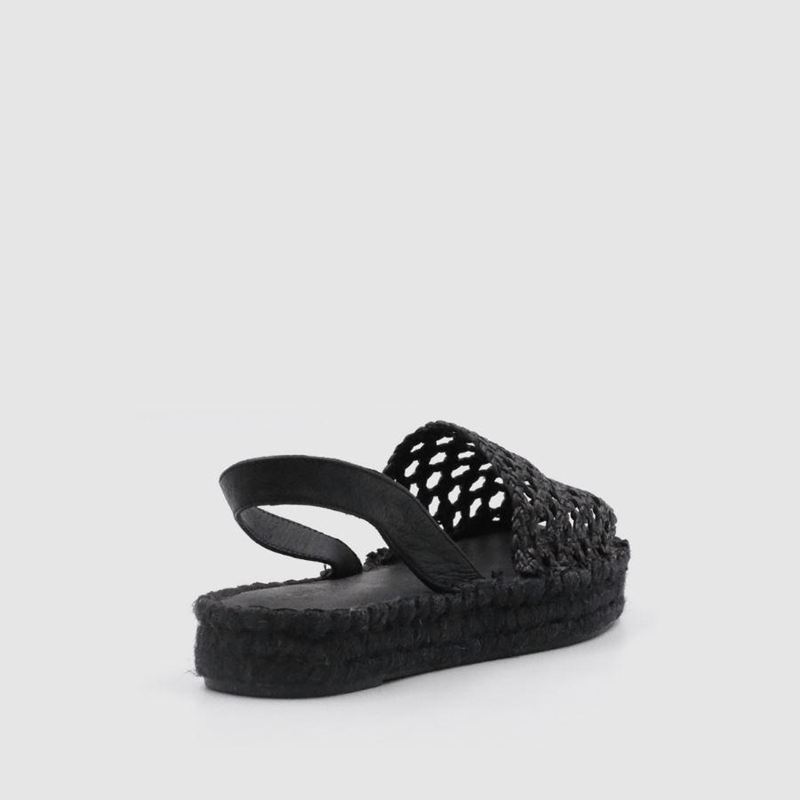 Espadrillas Alohas Ibizas Rattan Noir Femme | NMM-16613734