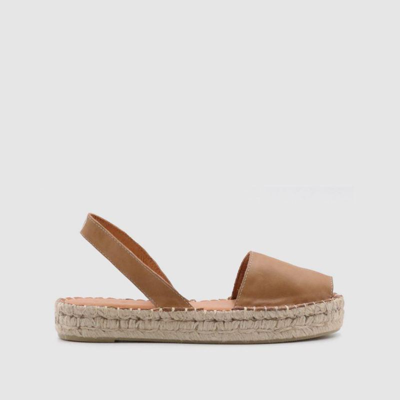 Espadrillas Alohas Ibizas Cuir Marron Femme | KKG-19662967