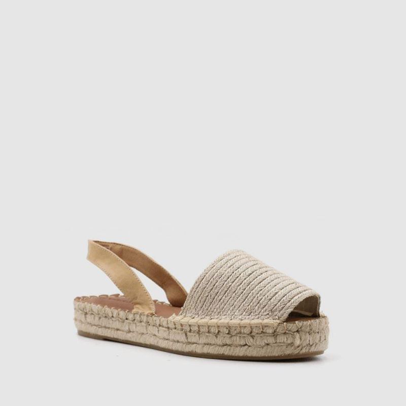 Espadrillas Alohas Ibizas Plateforme Raffia Beige Femme | YBD-69986458