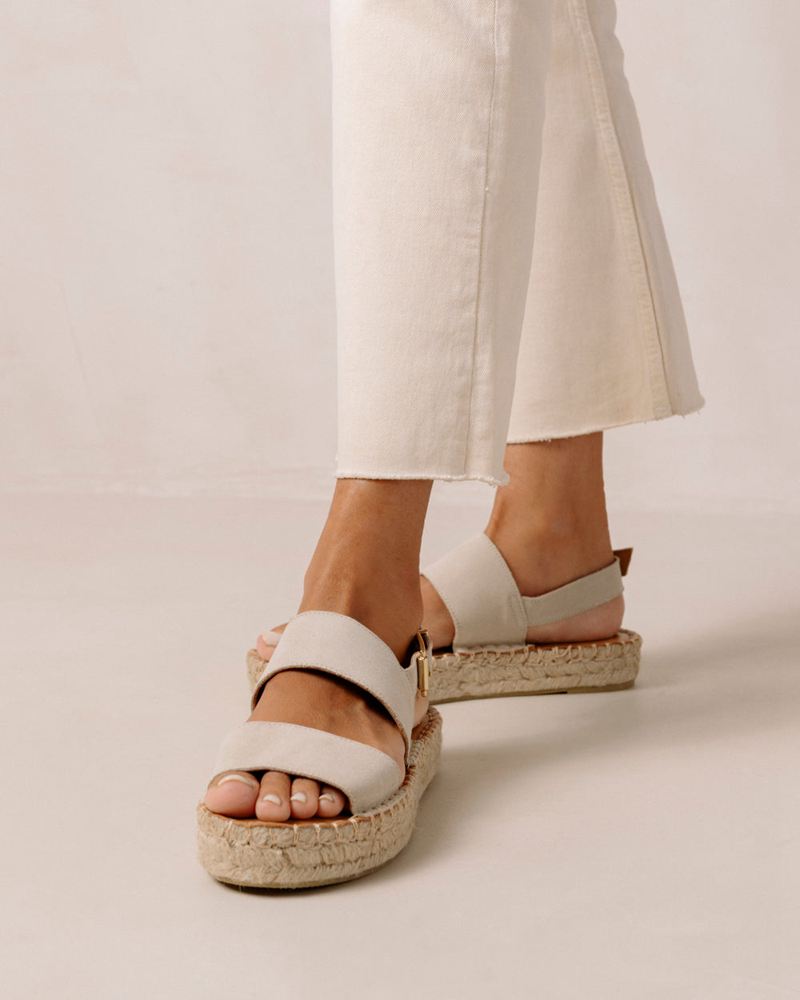 Espadrillas Alohas Double Strap Cuir Beige Femme | AAG-53234936