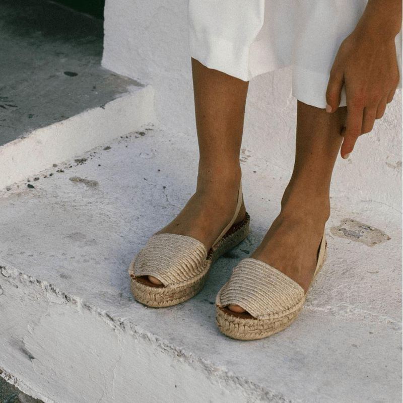 Espadrillas Alohas Ibizas Plateforme Raffia Beige Femme | YBD-69986458