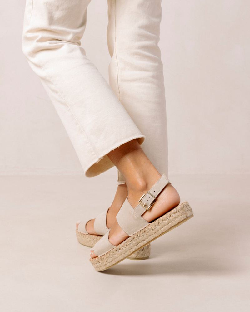 Espadrillas Alohas Double Strap Cuir Beige Femme | AAG-53234936