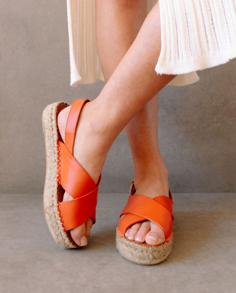 Espadrillas Alohas Crossed Cuir Orange Femme | CZJ-16833640