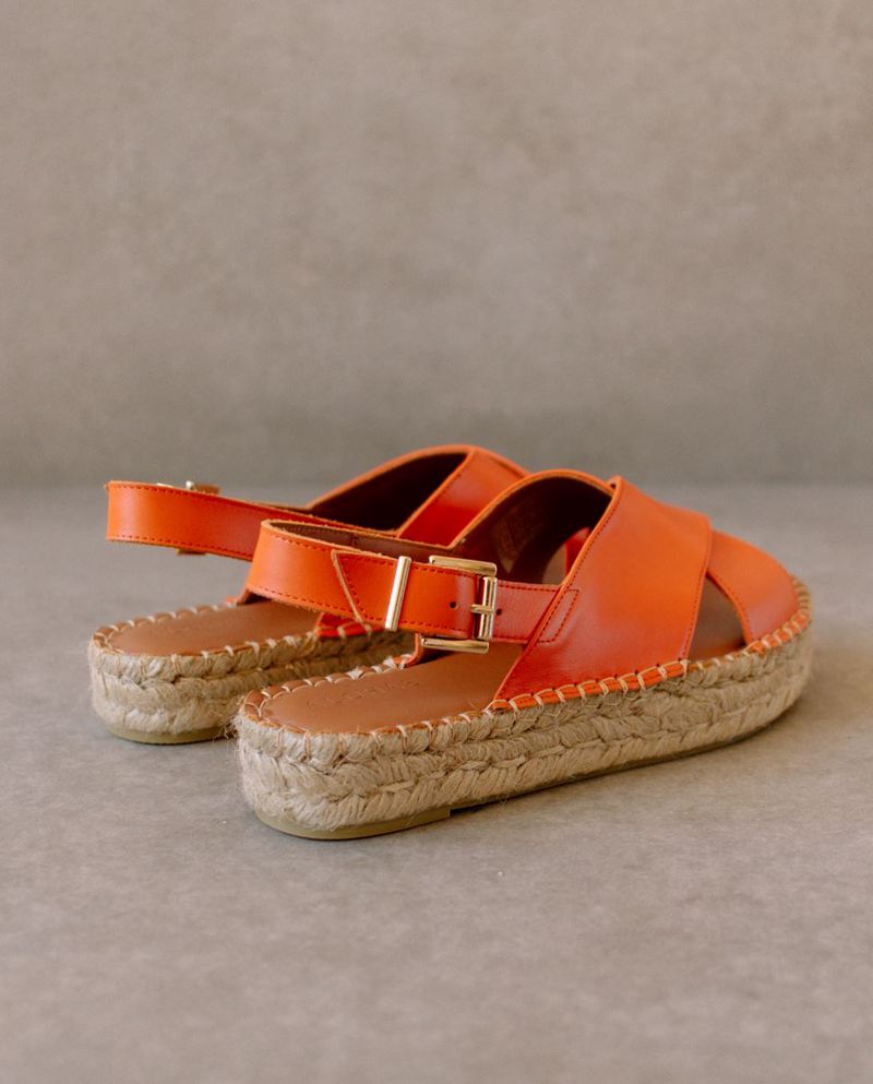 Espadrillas Alohas Crossed Cuir Orange Femme | CZJ-16833640