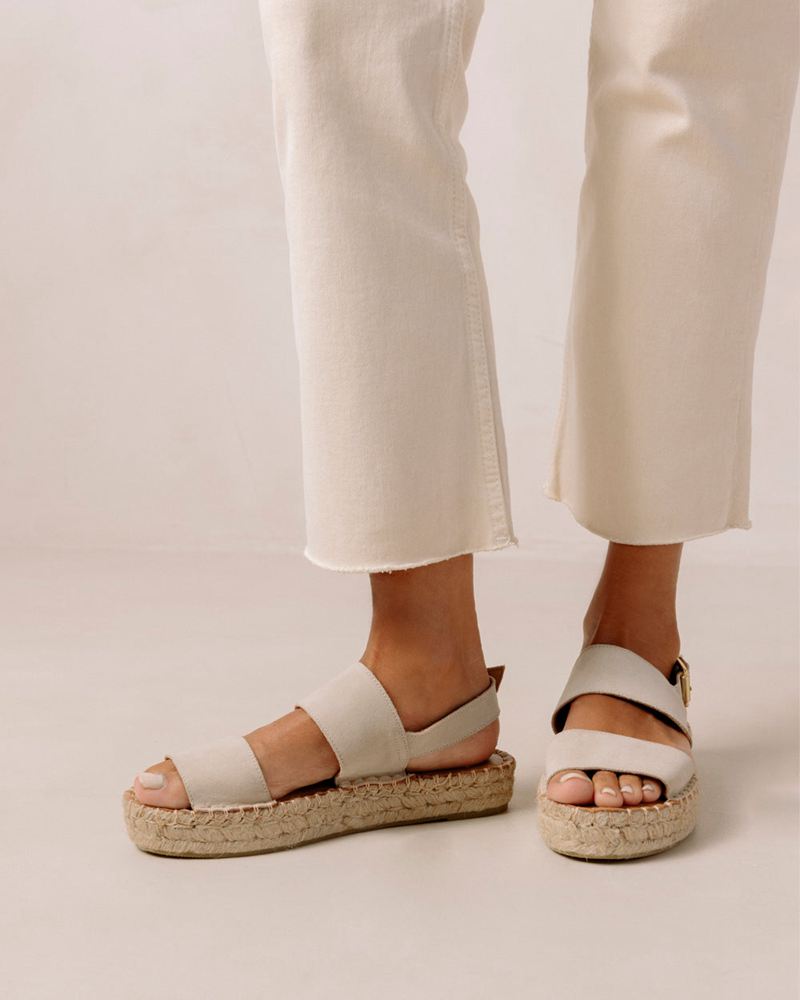 Espadrillas Alohas Double Strap Cuir Beige Femme | AAG-53234936